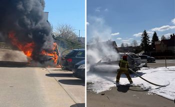 BMW zapaliło się na ulicy w Elblągu. Kierowca zdążył uciec