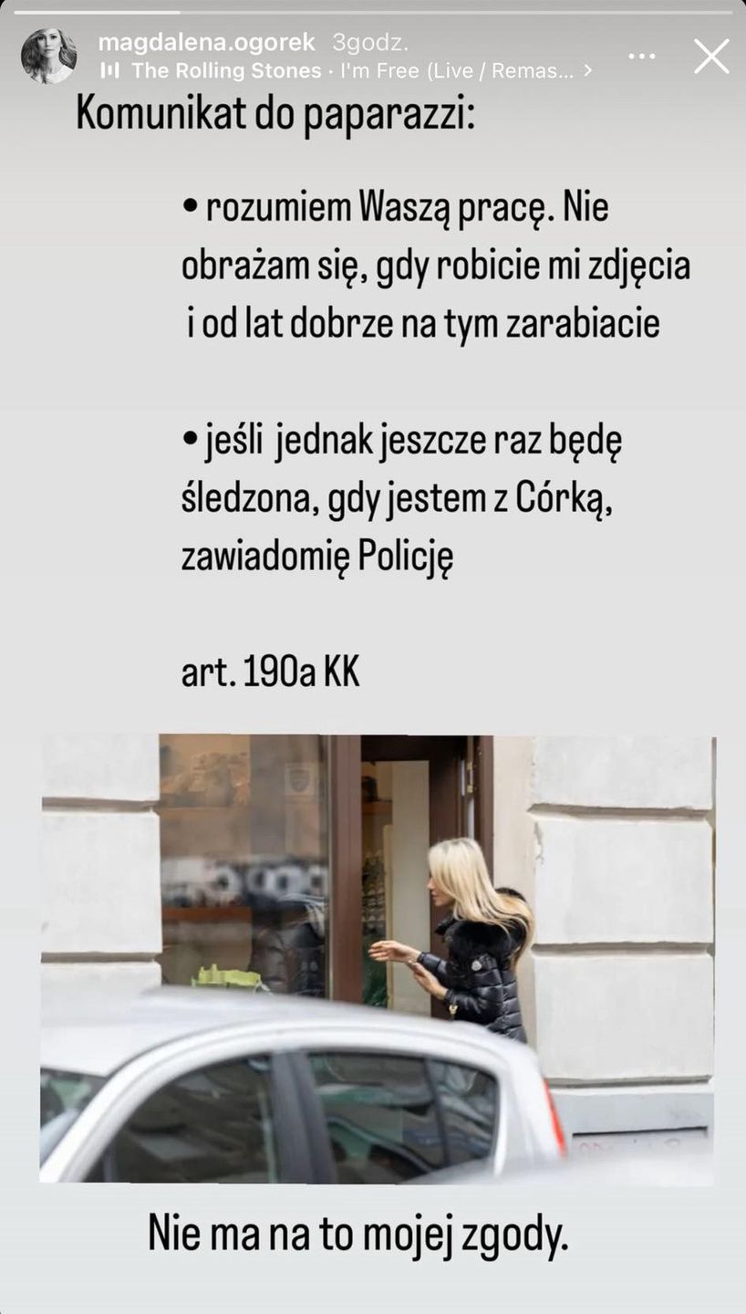 Magdalena Ogórek wydała "komunikat do paparazzi"