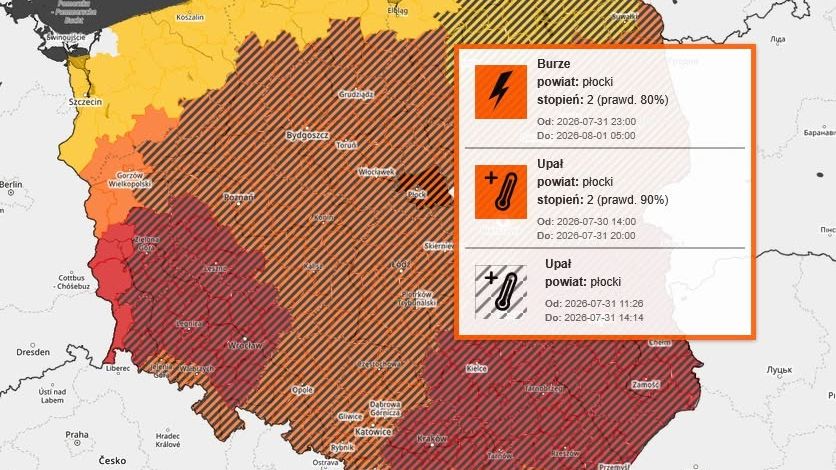 Prognozowane burze w powiecie płockim 