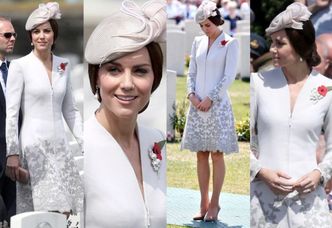 Rozmodlona Kate Middleton w haftowanej sukience