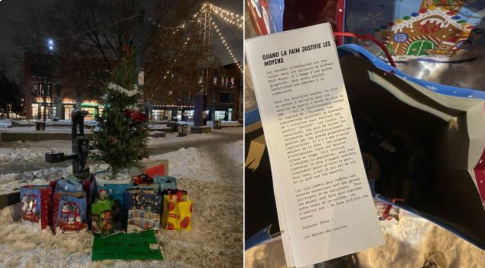   Część produktów złodzieje zostawili pod choinką w mieście