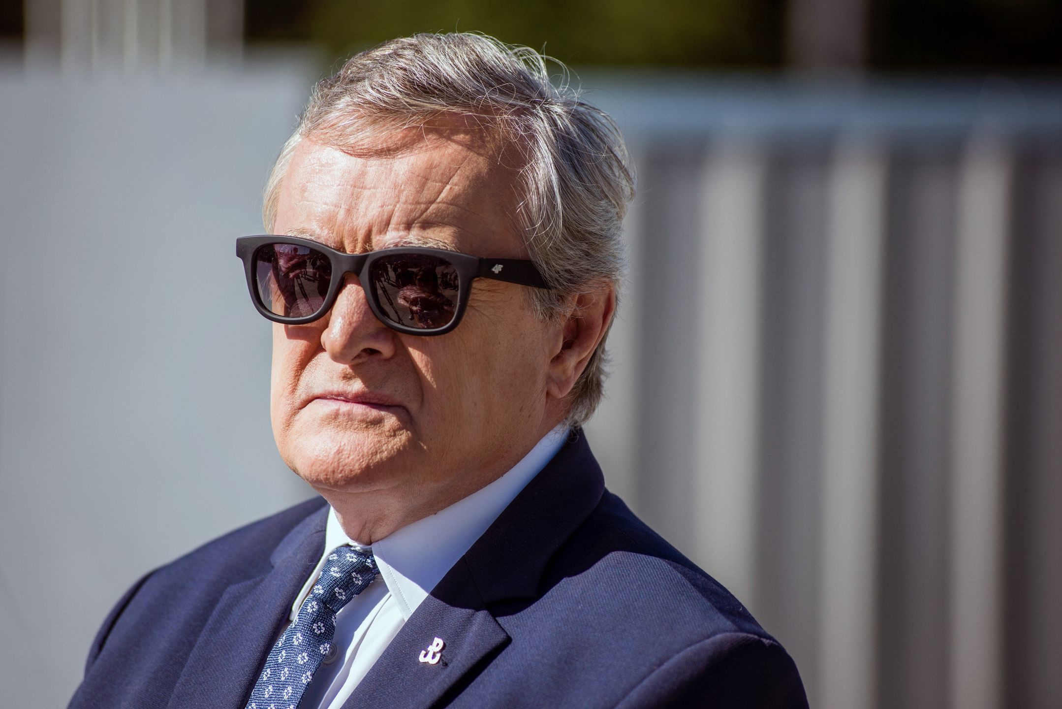 WARSAW, POLAND - 2022/09/02: Minister of Culture and National Heritage, Piotr Glinski seen during the opening of the #unREDEEMed exhibition in Warsaw. In Warsaw, the Minister of Culture and National Heritage, Piotr Glinski has opened the open-air exhibition #bezprzedawNIEnia (#unREDEEMed), presenting the scale of the destruction and German crimes committed in Poland during World War II. The #unREDEEMed campaign is complementary to the report on war losses, which was presented by the government on September 1st - that is on the 83rd anniversary of the outbreak of World War II. The report included the amount of USD 1,532,170,000,000, which is the estimated amount of war reparations that should be paid to Poland by Germany. (Photo by Attila Husejnow/SOPA Images/LightRocket via Getty Images)