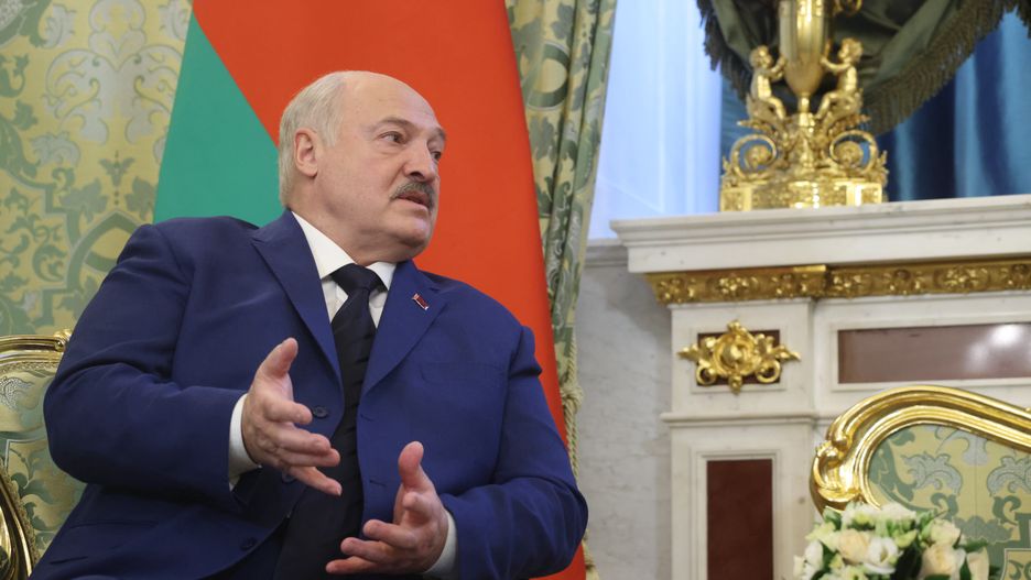MOSCOW, RUSSIA - MARCH 13 (RUSSIA OUT) Belarusian President Alexander Lukashenko speaks during a bilateral meeting with Russian President Vladimir Putin at the Grand Kremin Palace, March 13, 2025, in Moscow, Russia. President of Belarus Lukashenko is having fist first foreign trip after re-election. (Photo by Contributor/Getty Images)