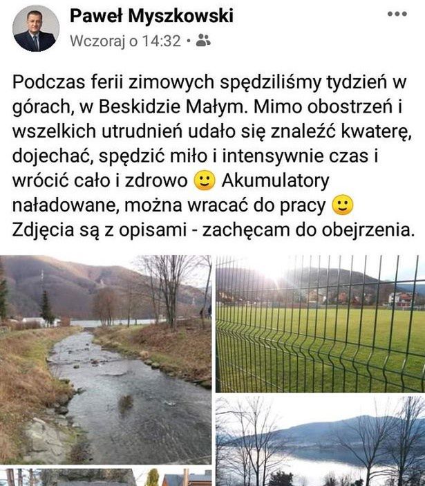 Post radnego na Facebooku został szybko usunięty.