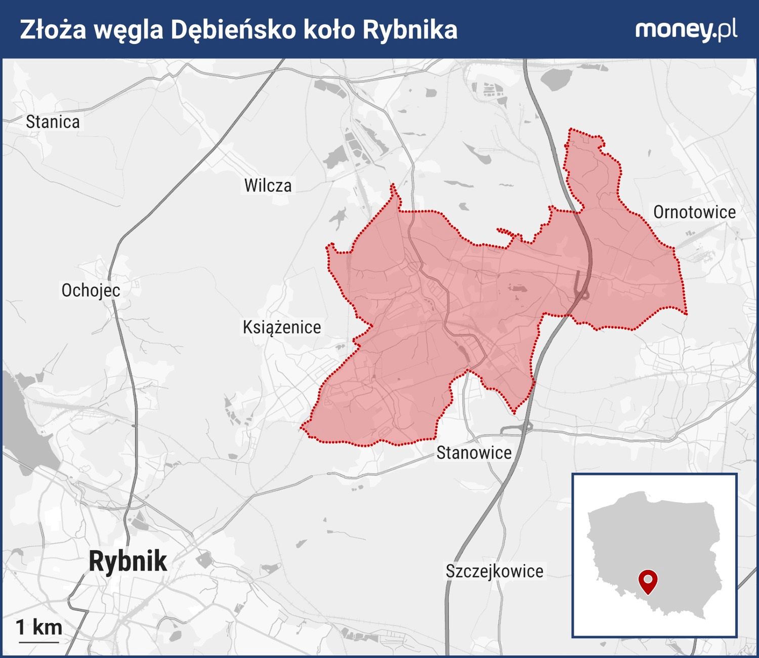 Złoża węgla Debińsko koło Rybnika