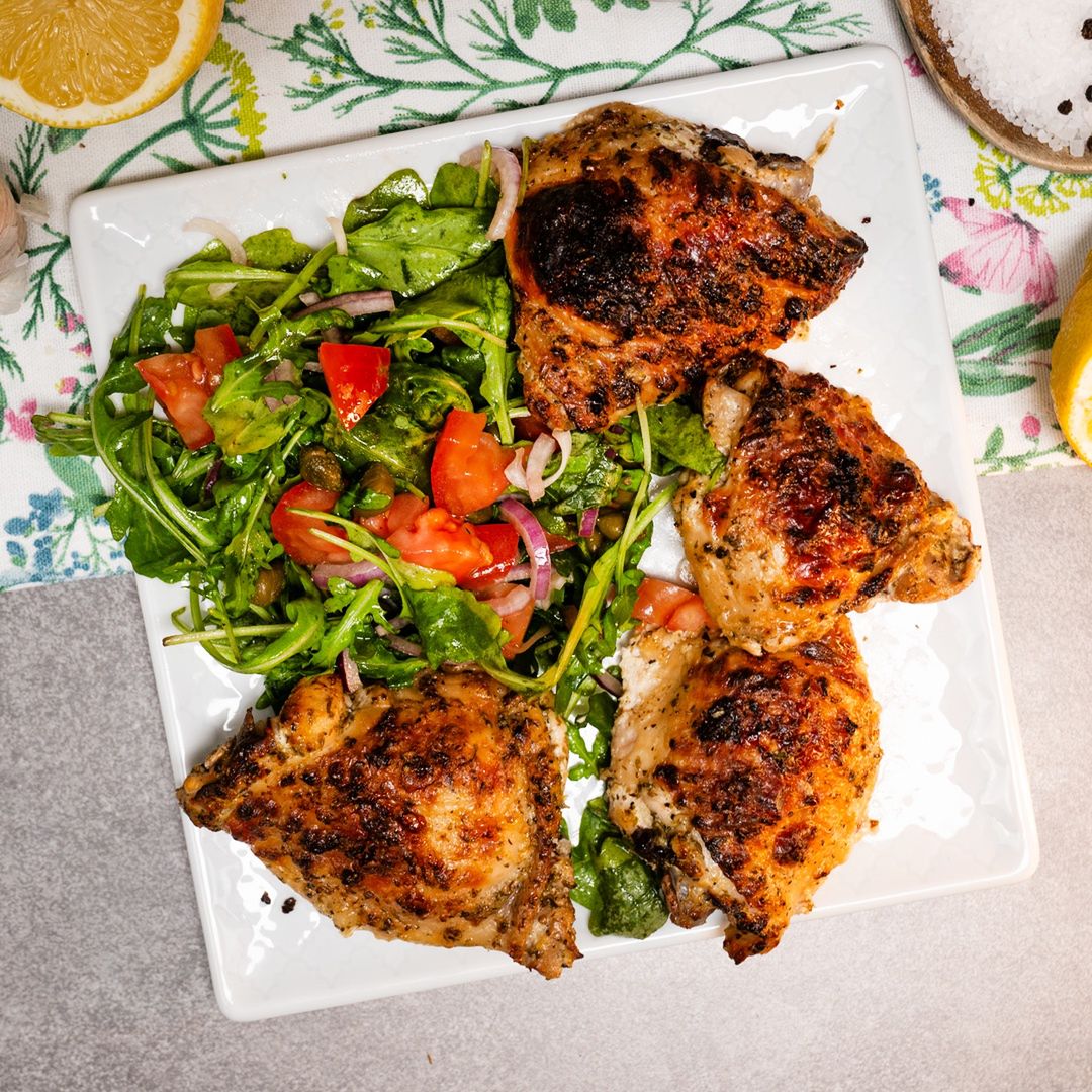 Lemon chicken with crispy skin