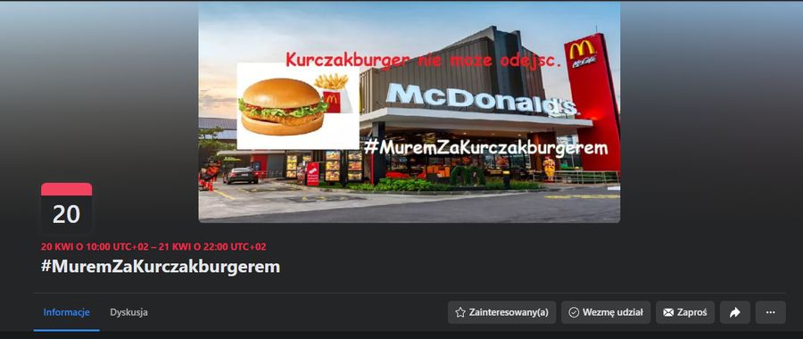 Użytkownicy Facebooka chcą... ratować Kurczakburgera!