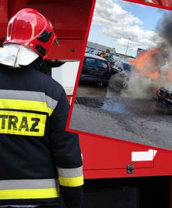 Auta płonęły jak pochodnie. Duży pożar przy lotnisku w Gdańsku