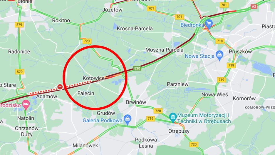 Do wypadku doszło w pobliżu zjazdu do MOP Brwinów