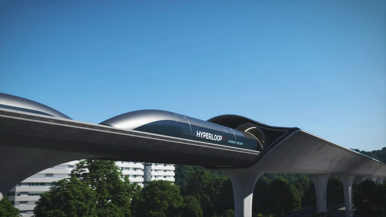 Hyperloop Express Freight. The train accelerates to 766 mp/h