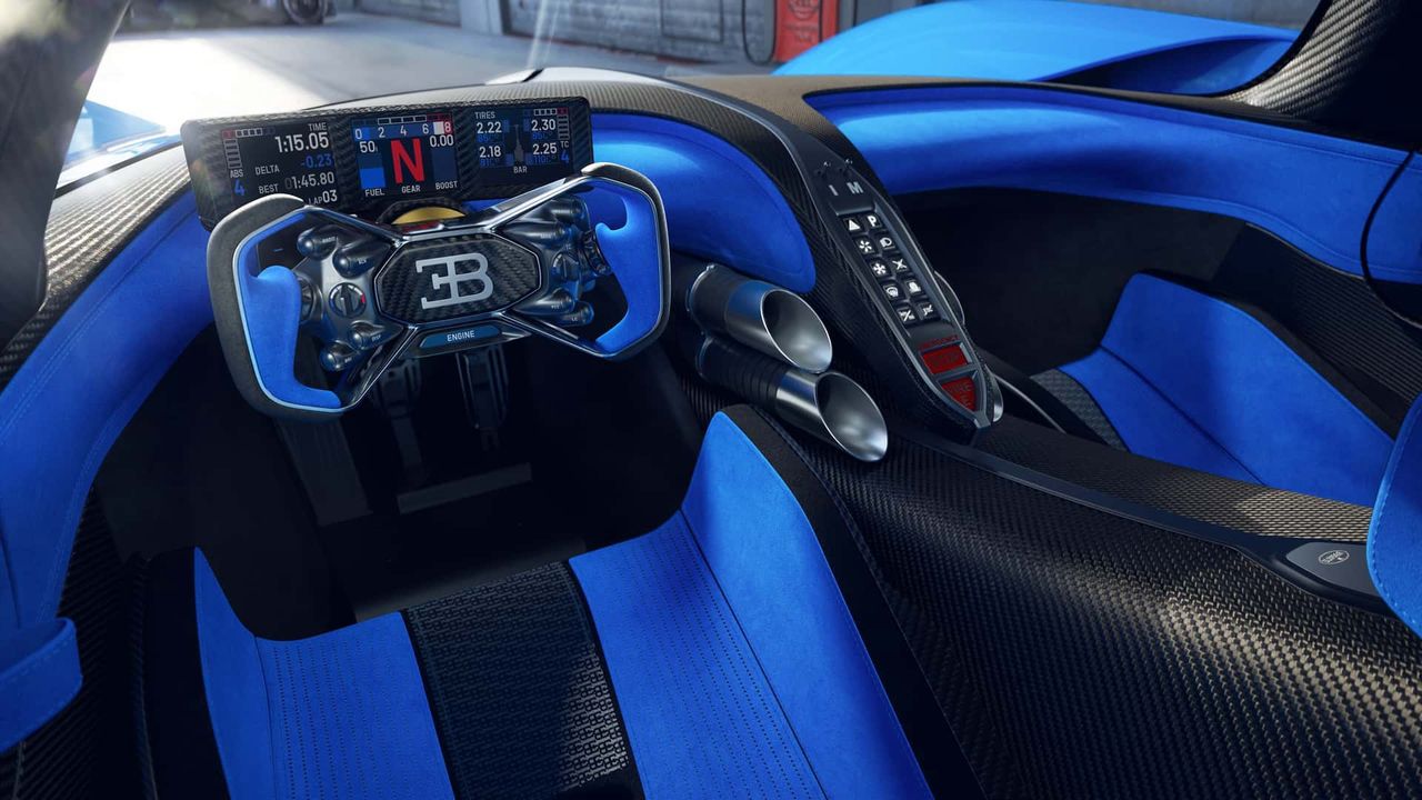 Bugatti unveils the interior of the Bolide production model. Take a look at the vents