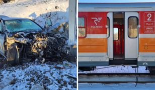 Groźny wypadek rano w Lublinie. Mercedes nie wyhamował przed pociągiem