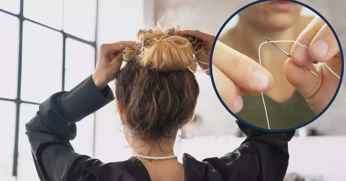 Kilka minut i gotowe! Dzięki szyciu włosów kok utrzyma się przez cały dzień, a nawet i dwa