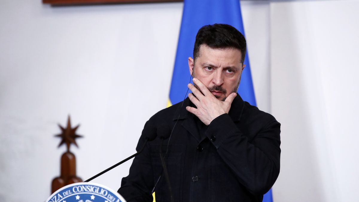 Ukrainian President Volodymyr Zelensky at Palazzo Chigi. Rome (Italy), April 15th, 2026 (Photo by Massimo Di Vita/Archivio Massimo Di Vita/Mondadori Portfolio via Getty Images)