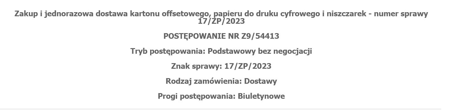 Zamówienie na papier, karton i niszczarki