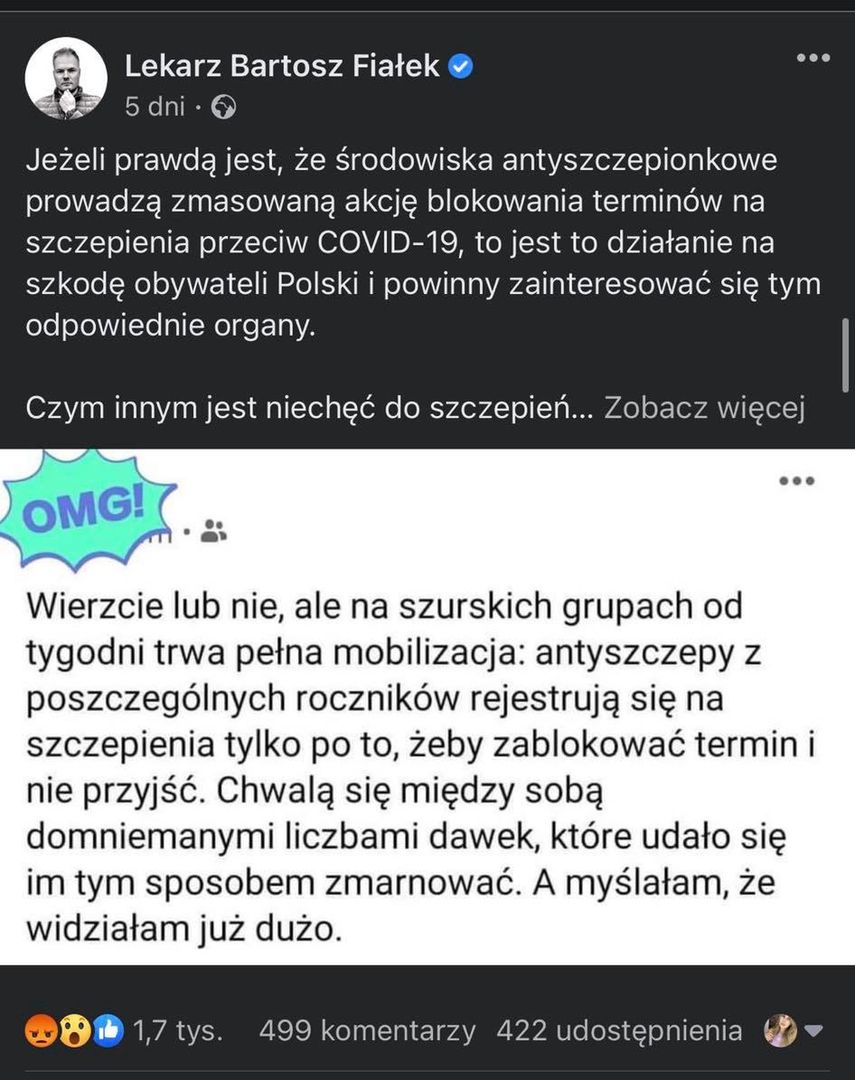 Post doktora Bartosza Fiałka