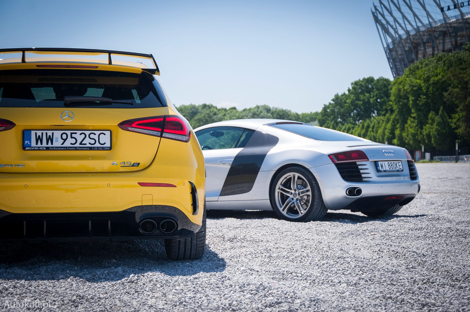 Audi R8 (2007) vs Mercedes-AMG A45 (2020) (fot. Mateusz Żuchowski)