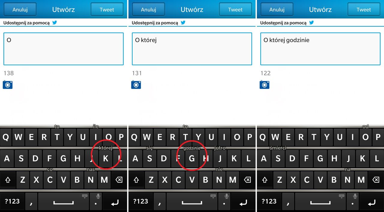 Klawiatura w BlackBerry 10