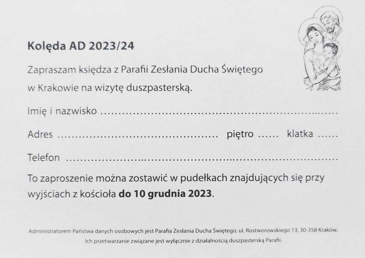 W skrzynkach pojawiły się też zaproszenia dla księdza