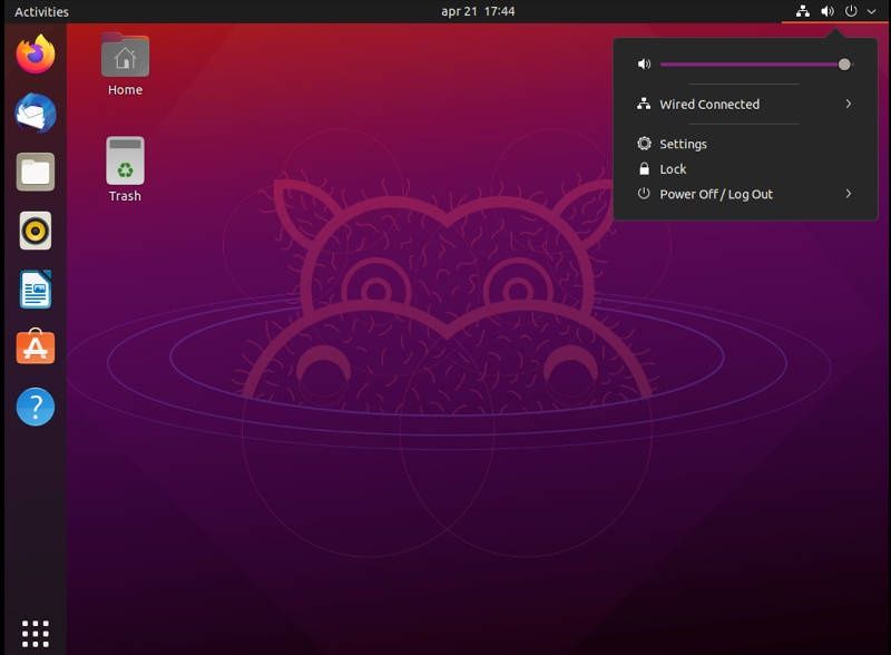 Ubuntu 21.04 screen