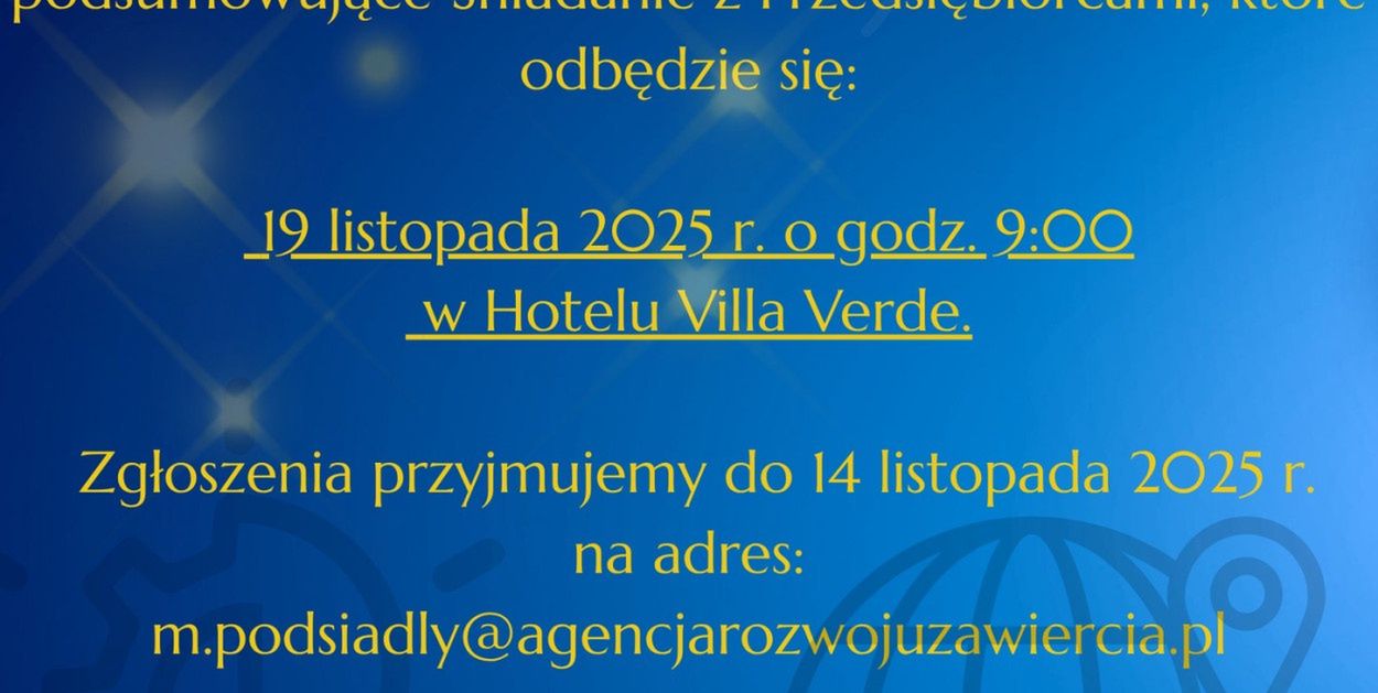 Zawiercie: Już wkrótce ostatnie w tym roku Śniadanie z Przedsiębiorcami