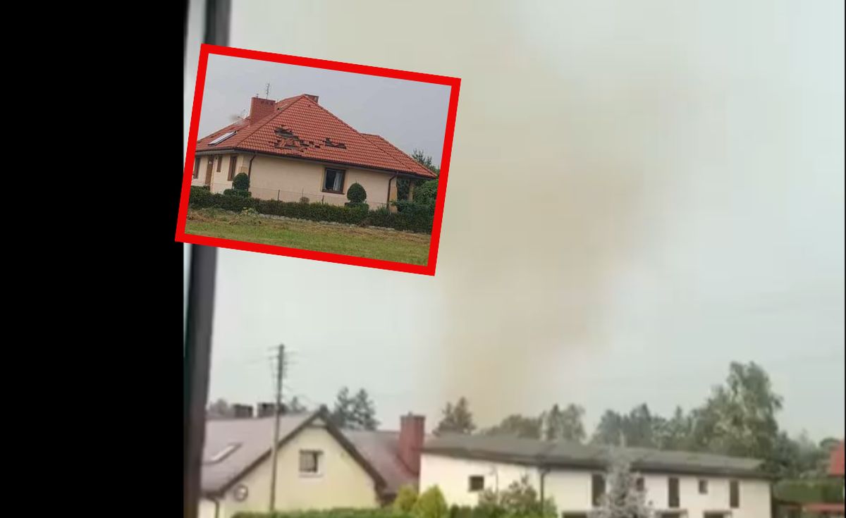 trąba powietrzna, burze, silny wiatr, zerwany dach Pozrywane dachy i uszkodzona sieć. Trąba powietrzna w Wielkopolsce