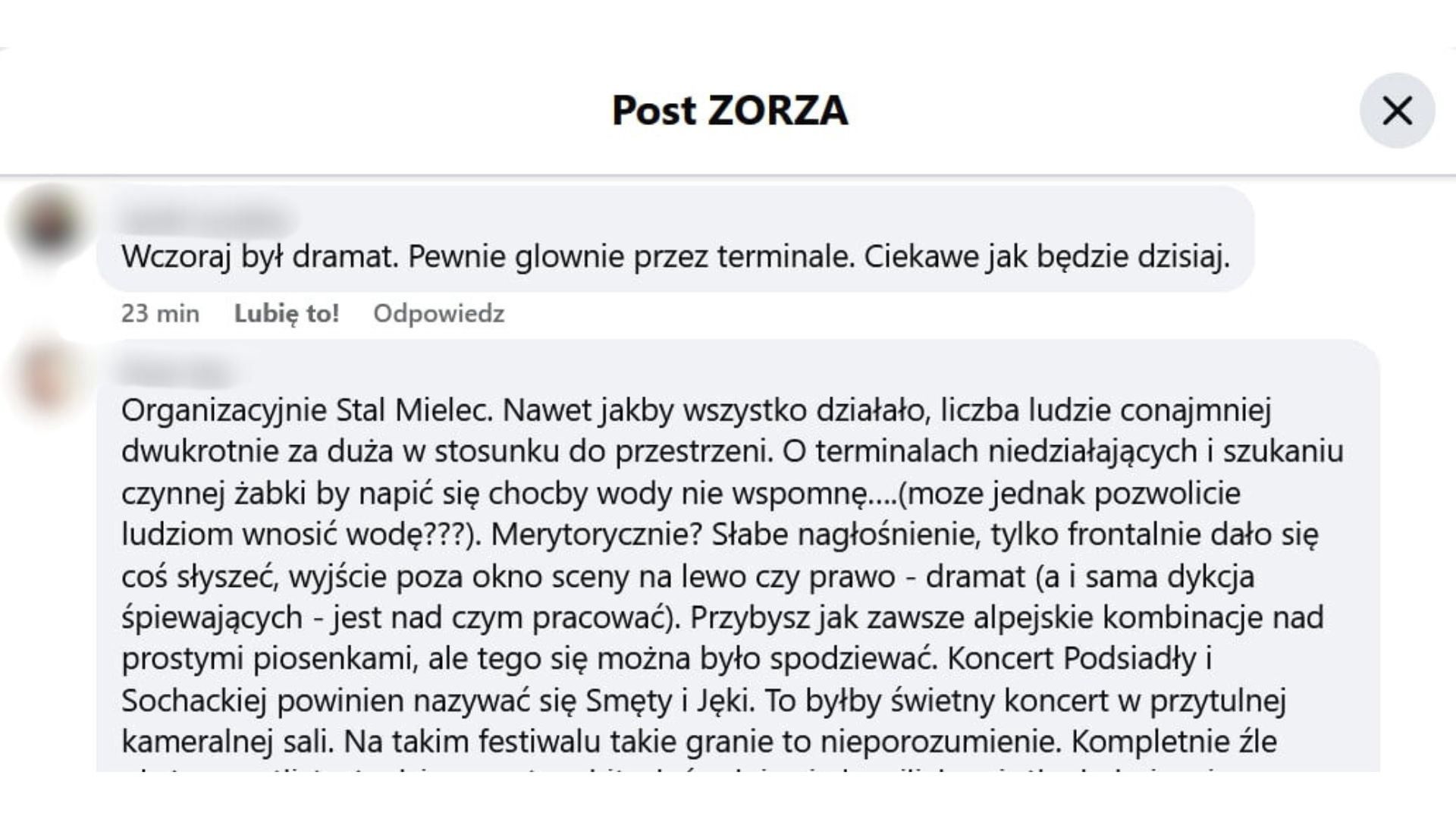 Komentarze uczestników Zorzy