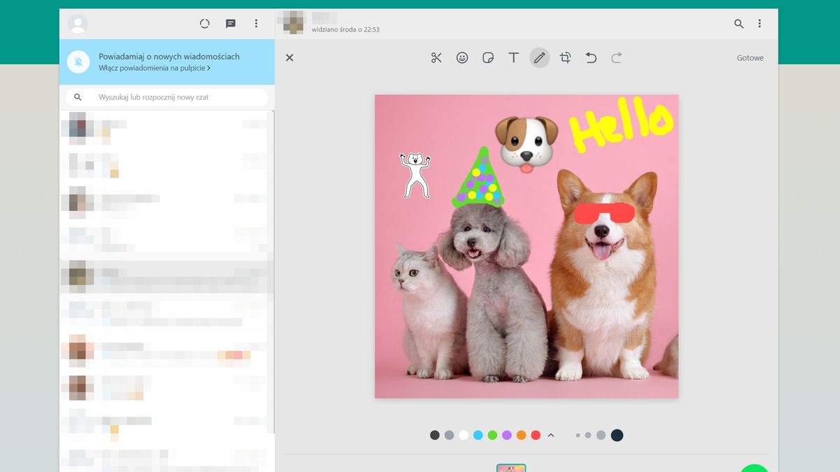 Naklejki w WhatsApp Web