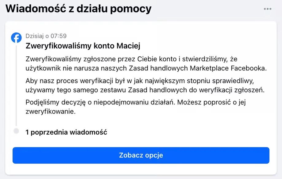 Zgłoszenie nic nie dało