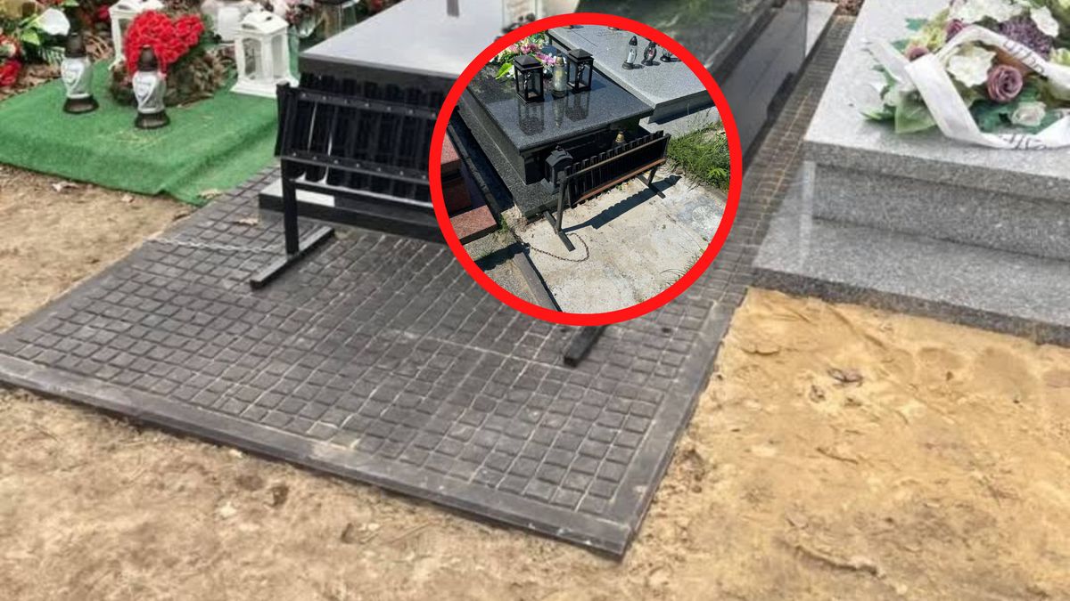 Ktoś ukradł kostkę sprzed grobu.