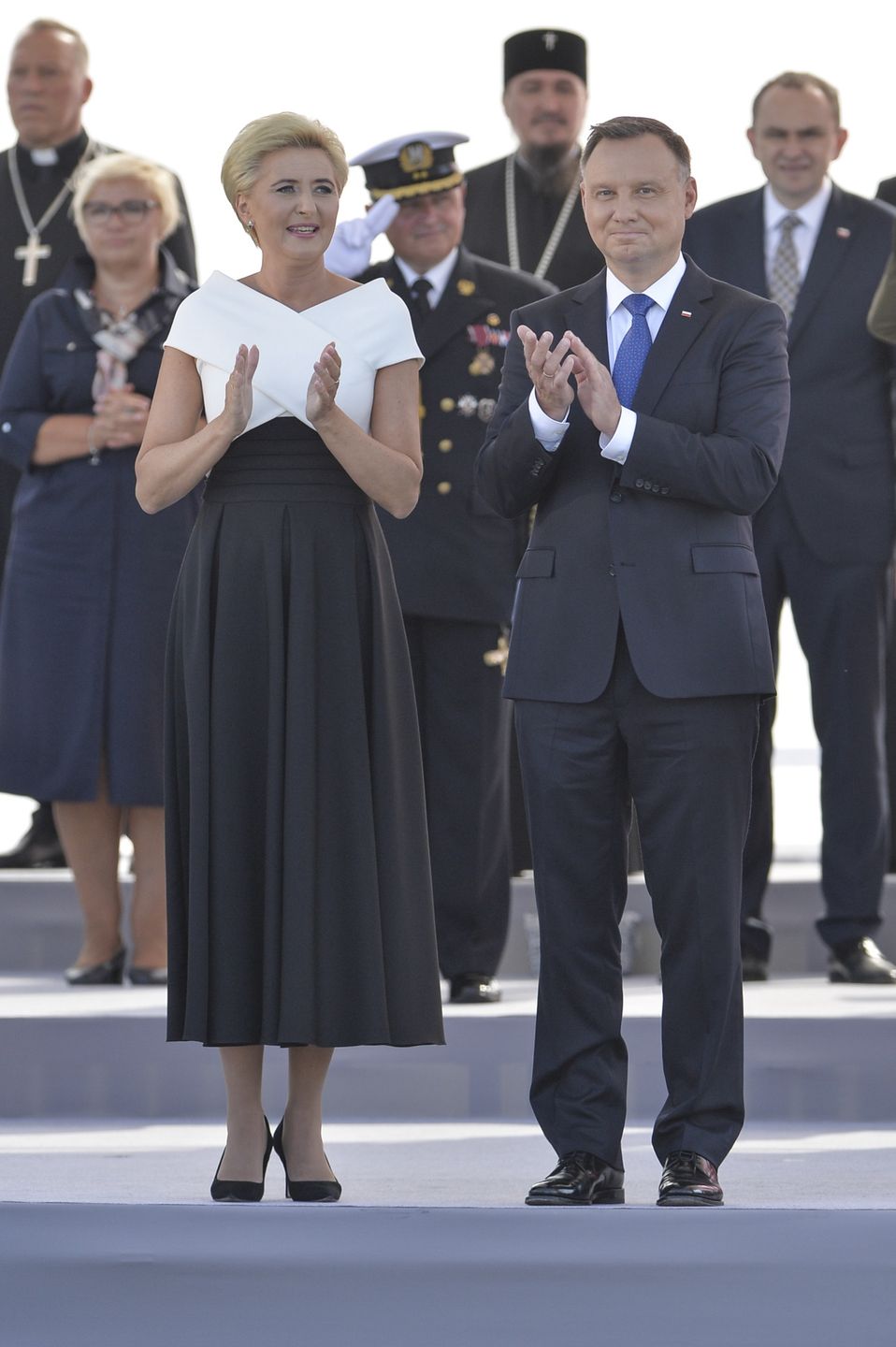 Andrzej i Agata Dudowie  na obiedzie i króla i królowej Hiszpanii 