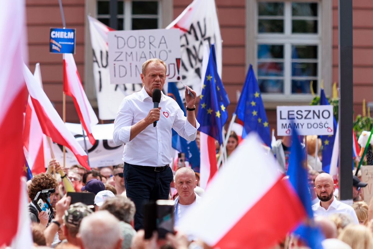 Donald Tusk na wiecu we Wrocławiu