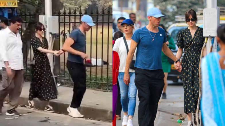 Chris Martin i Dakota Johnson spacerowali w tłumie ludzi