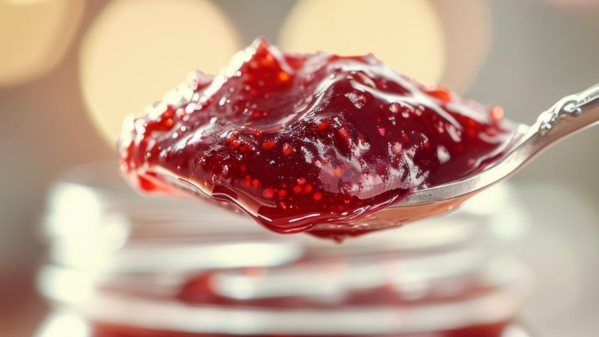 Domowy dżem truskawkowy na łyżce