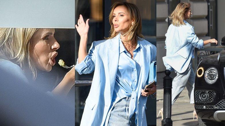 Wystylizowana Izabela Janachowska na obiedzie na mieście