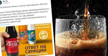 Rosjanie zrobili swoją wersję Coli. Na etykiecie Z-Coli symbol rosyjskiej propagandy
