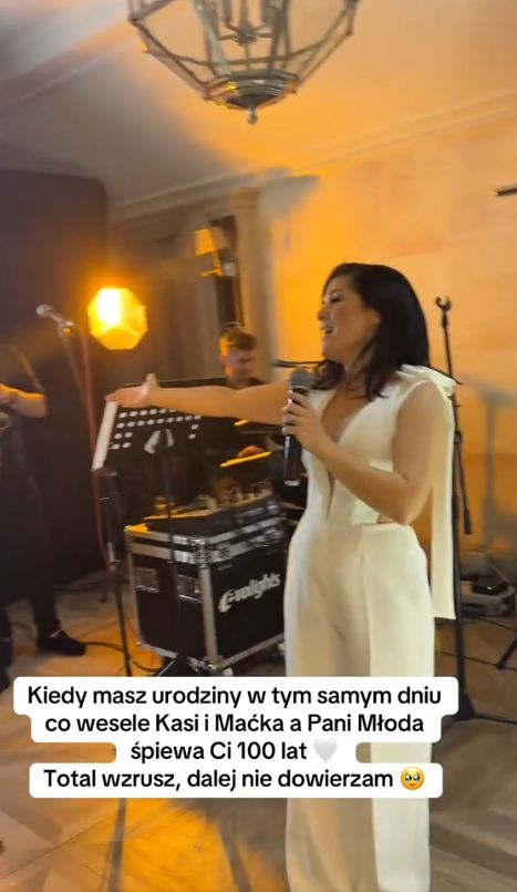 Katarzyna Cichopek śpiewa "sto lat" na weselu