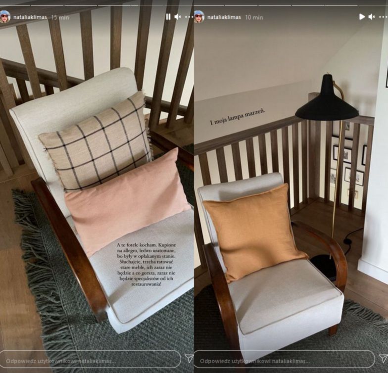Natalia Klimas chwali się odrestaurowanymi fotelami