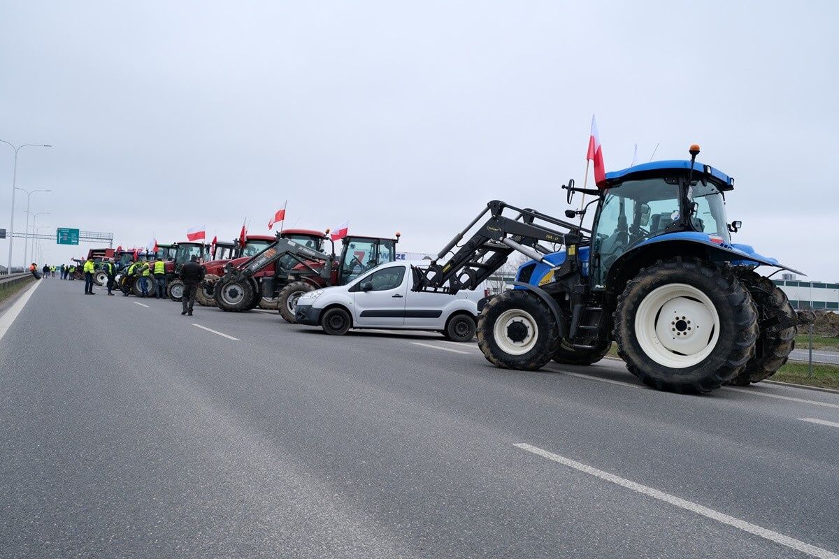Protest rolników w Elizówce przy węźle Lublin Rudnik