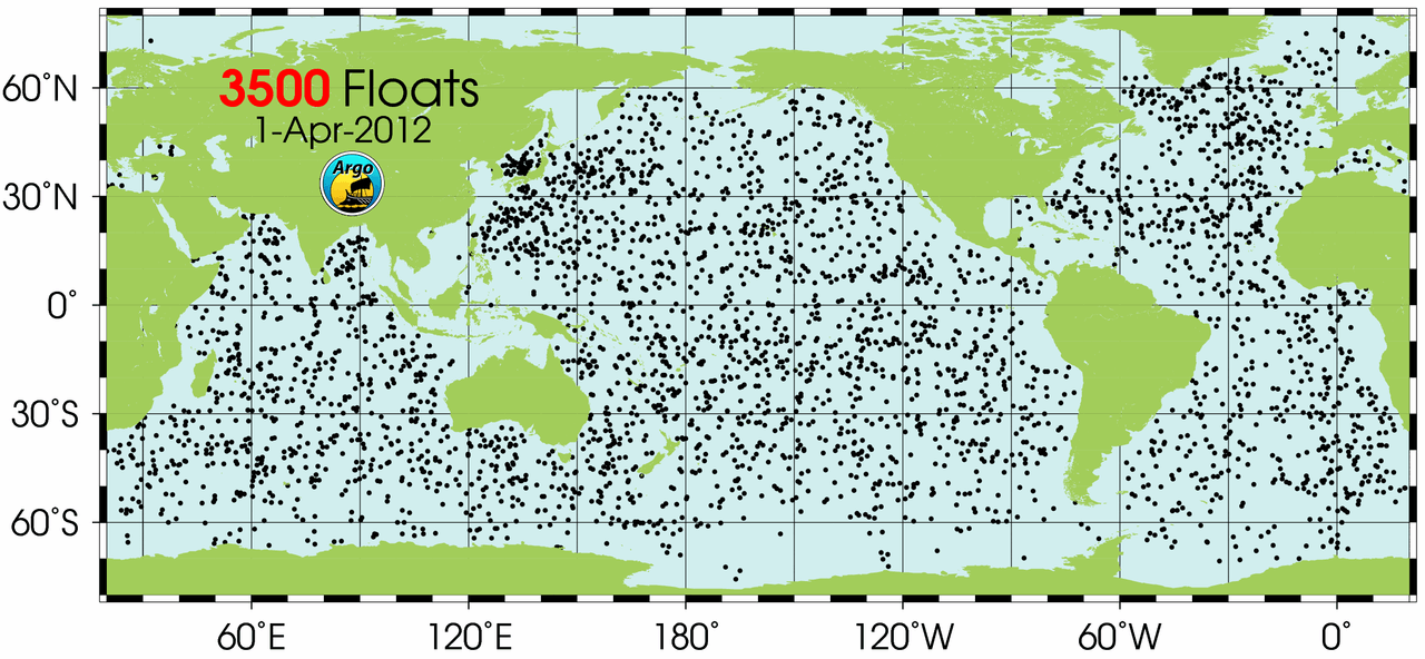 Rozmieszczenie robotów ARGO (rys. Scripps Lab ARGO)