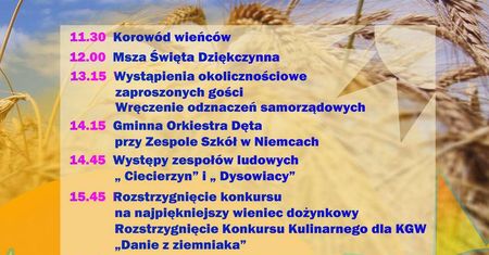 Dożynki Gminy Niemce 2019 – program wydarzenia