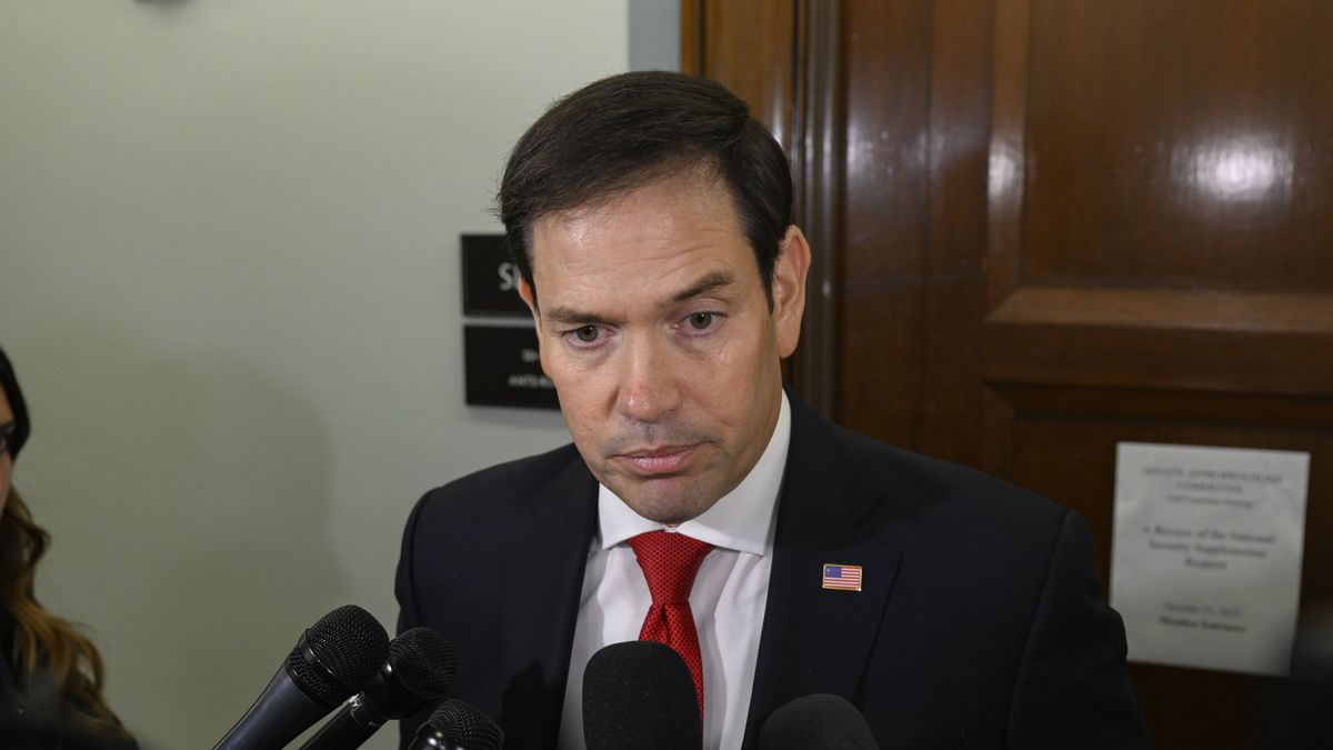 WASHINGTON DC, USA - OCTOBER 31: United States Senator Marco Rubio speaks to press during the United States Senate Committee on Appropriations hearing on Capitol Hill on October 31, 2023 in Washington, DC, United States. (Photo by Celal Gunes/Anadolu via Getty Images)