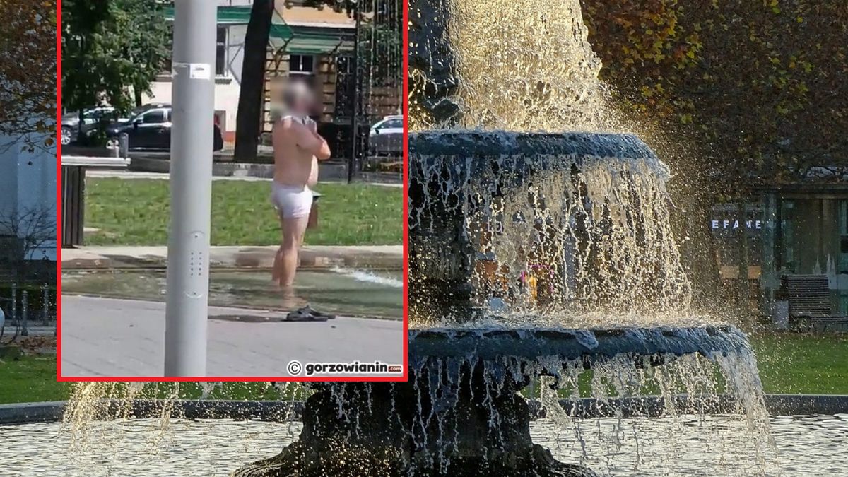 Mężczyzna wykąpał się w fontannie już drugi raz.
