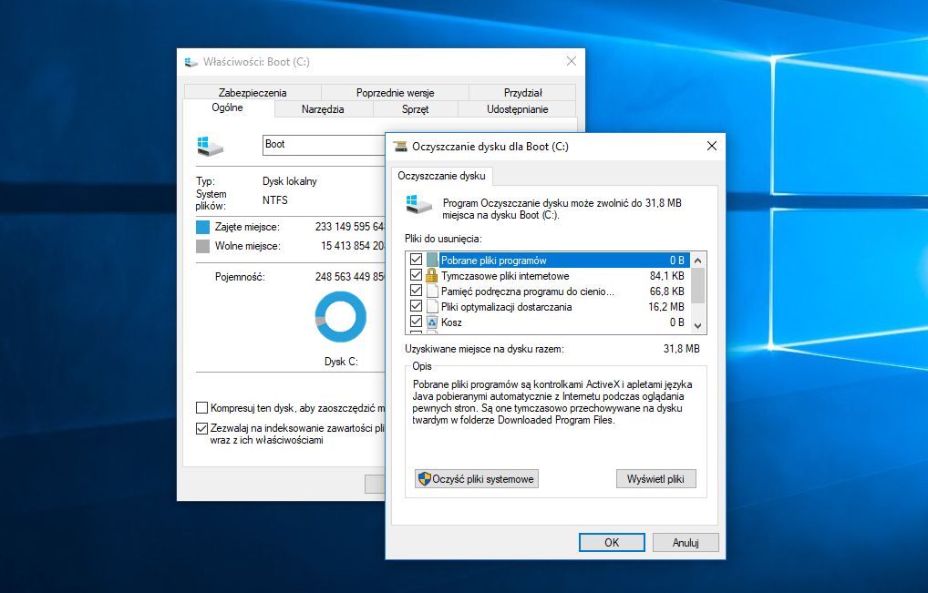 Klasyczne Oczyszczanie dysku.