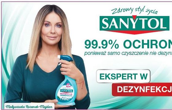 Małgorzata Rozenek-Majdan reklamuje środki czyszczące Sanytol