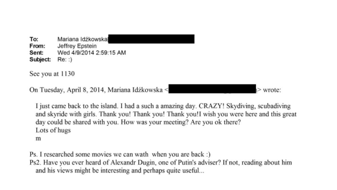 Mariana Idzkowska, Jeffrey Epstein