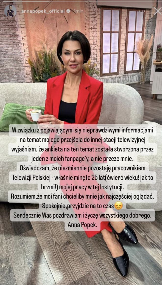 Co dalej z Anną Popek w TVP? Zabrała głos w sprawie przejścia do TV Republika 