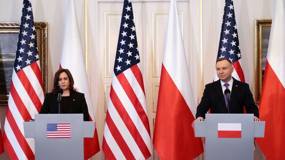 Konferencja Kamali Harris  i Andrzeja Dudy w Belwederze