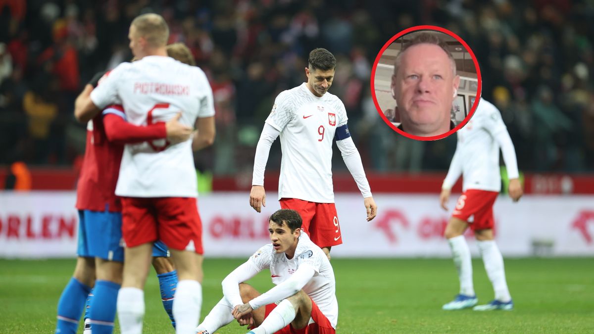 Reprezentanci Polski po meczu z Czechami. W "ramce" Jacek Krzynówek.