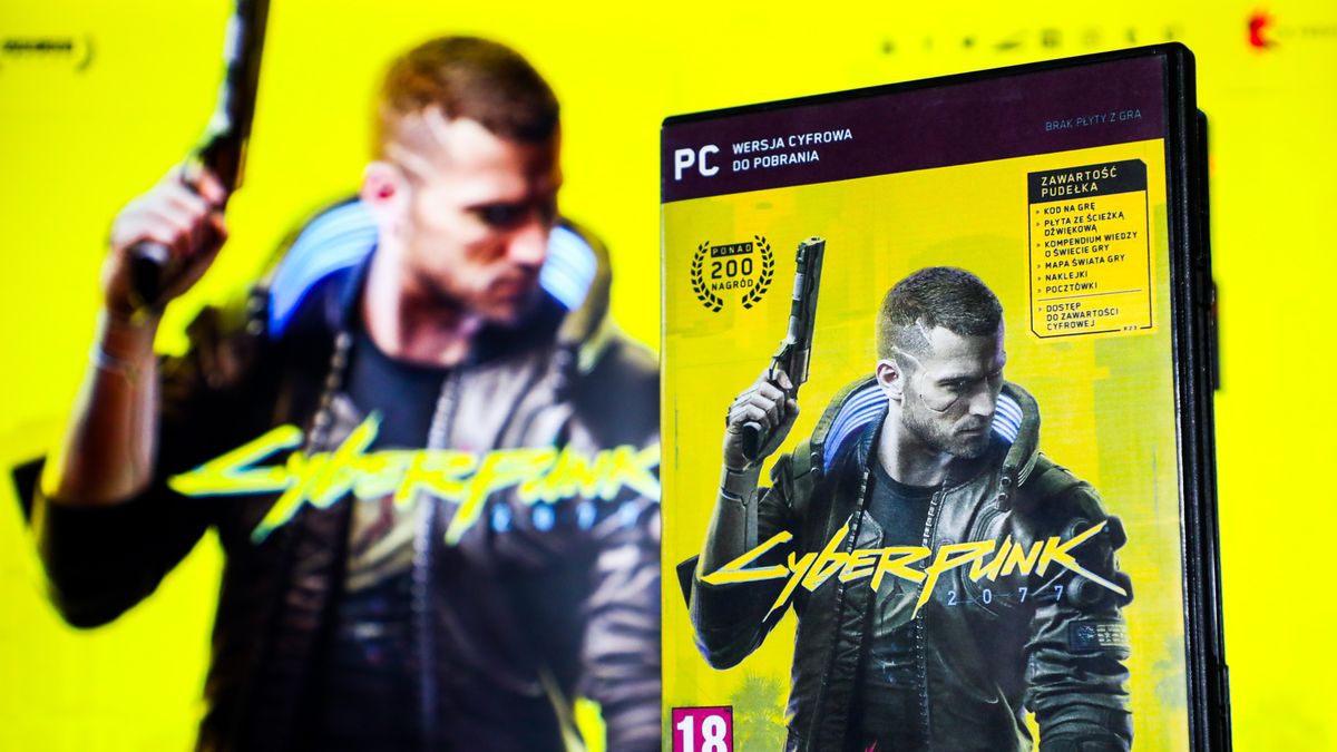 Video game Cyberpunk 2077 photo illustration taken on December 09, 2020 in Krakow, Poland. A worldwide premiere of the game developed and published by CD Projekt Red will take place on December 10, 2020. (Photo by Beata Zawrzel/NurPhoto via Getty Images)